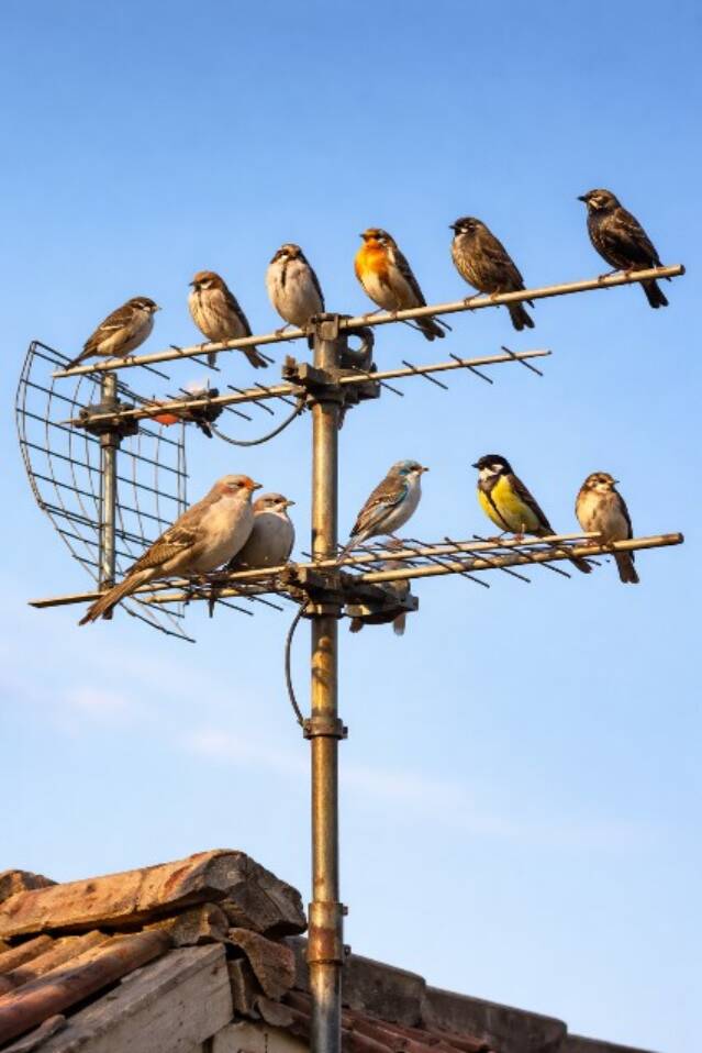 Tv antenna galambokkal