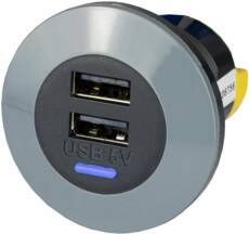 Alfatronix PV65R-AAFf dupla aljzatú USB töltő előlapi rögzítéssel