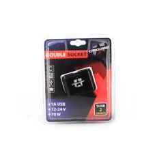 Carguard dupla szivargyújtó elosztó USB aljzattal