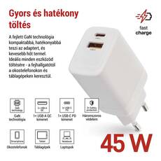 Emos univerzális USB töltő GaN PD 45W V04G45